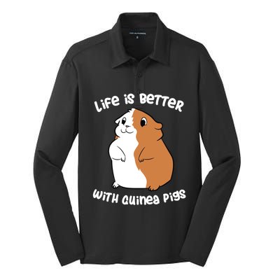 Life Is Better With A Guinea Pig Love Guinea Pigs Funny Gift Silk Touch Performance Long Sleeve Polo