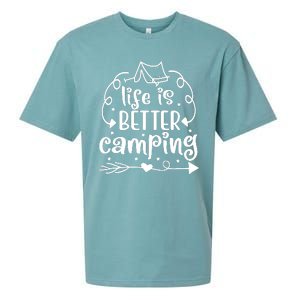 Life Is Better Camping Funny Camping Sueded Cloud Jersey T-Shirt