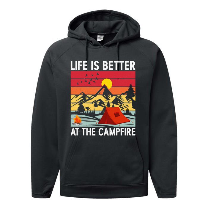 Life is Better at The Campfire Funny Hiking & Camping Performance Fleece Hoodie