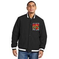 Life is Better at The Campfire Funny Hiking & Camping Insulated Varsity Jacket