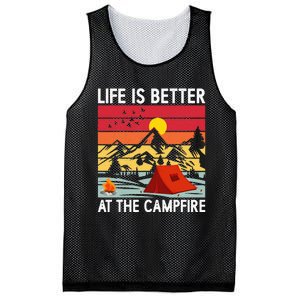 Life is Better at The Campfire Funny Hiking & Camping Mesh Reversible Basketball Jersey Tank