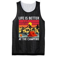 Life is Better at The Campfire Funny Hiking & Camping Mesh Reversible Basketball Jersey Tank