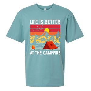 Life is Better at The Campfire Funny Hiking & Camping Sueded Cloud Jersey T-Shirt