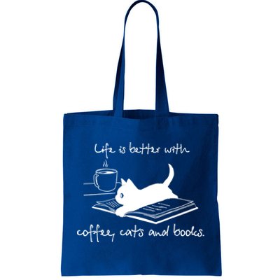 Life Is Better With Books Cats And Coffee Gift Tote Bag