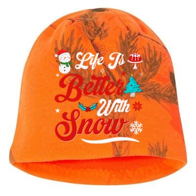 Life Is Better With Snow Christmas Holidays Gift Kati - Camo Knit Beanie