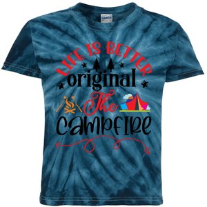 Life Is Better Original The Campfire Funny Camping Kids Tie-Dye T-Shirt