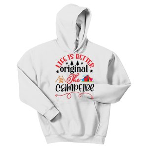 Life Is Better Original The Campfire Funny Camping Kids Hoodie