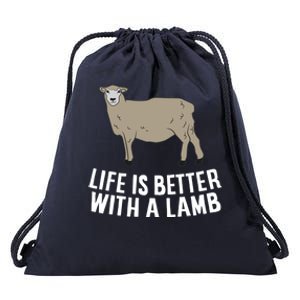 Life Is Better With A Lamb Cute Lamb Farmer Gift Drawstring Bag