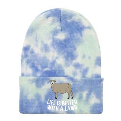 Life Is Better With A Lamb Cute Lamb Farmer Gift Tie Dye 12in Knit Beanie