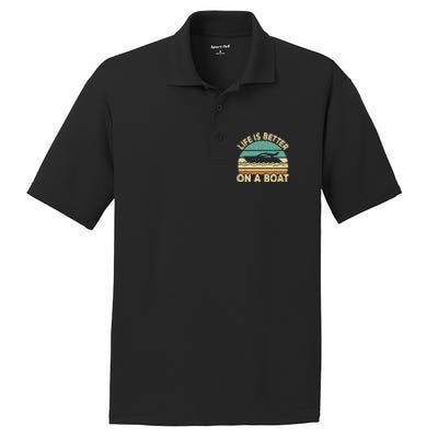 Life Is Better On A Boat Funny Retro Boating Captain PosiCharge RacerMesh Polo