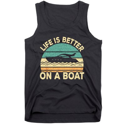 Life Is Better On A Boat Funny Retro Boating Captain Tank Top