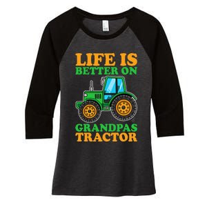 Life Is Better On Grandpas Tractor Farm Tractors Farmer Women's Tri-Blend 3/4-Sleeve Raglan Shirt