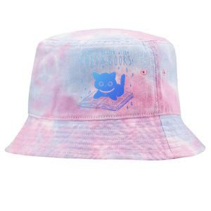 Life Is Better With Cats And Books Reader Literature Cat Meme Meaningful Gift Tie-Dyed Bucket Hat