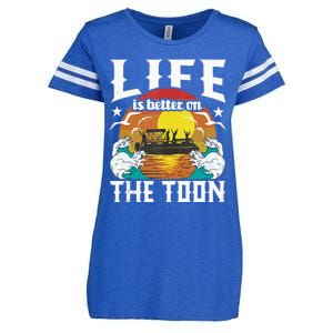 Life Is Better On The Toon Funny Pontoon Boat Pontooning Enza Ladies Jersey Football T-Shirt