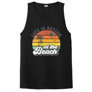 Life Is Better At The Beach Retro Summer Vacation Women Gift PosiCharge Competitor Tank