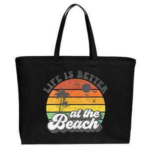 Life Is Better At The Beach Retro Summer Vacation Women Gift Cotton Canvas Jumbo Tote