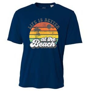 Life Is Better At The Beach Retro Summer Vacation Women Gift Cooling Performance Crew T-Shirt