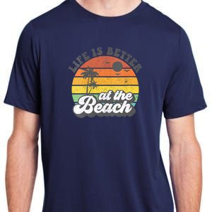 Life Is Better At The Beach Retro Summer Vacation Women Gift Adult ChromaSoft Performance T-Shirt