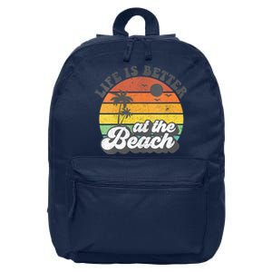 Life Is Better At The Beach Retro Summer Vacation Women Gift 16 in Basic Backpack