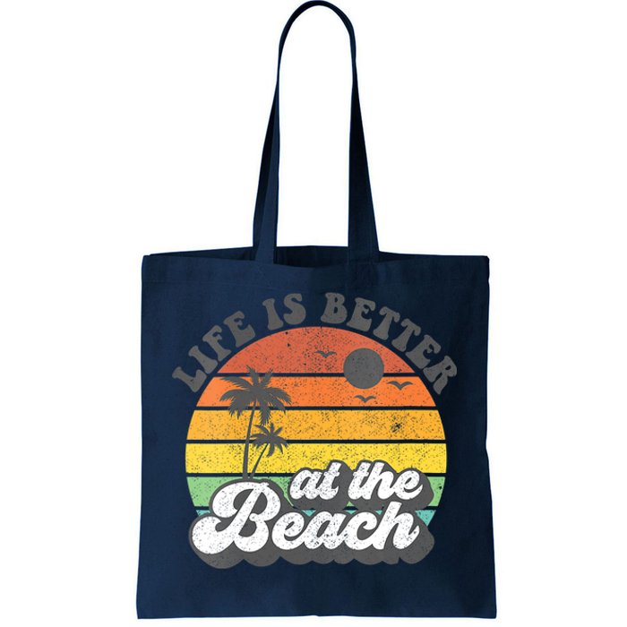 Life Is Better At The Beach Retro Summer Vacation Women Gift Tote Bag