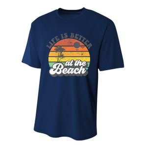 Life Is Better At The Beach Retro Summer Vacation Women Gift Performance Sprint T-Shirt