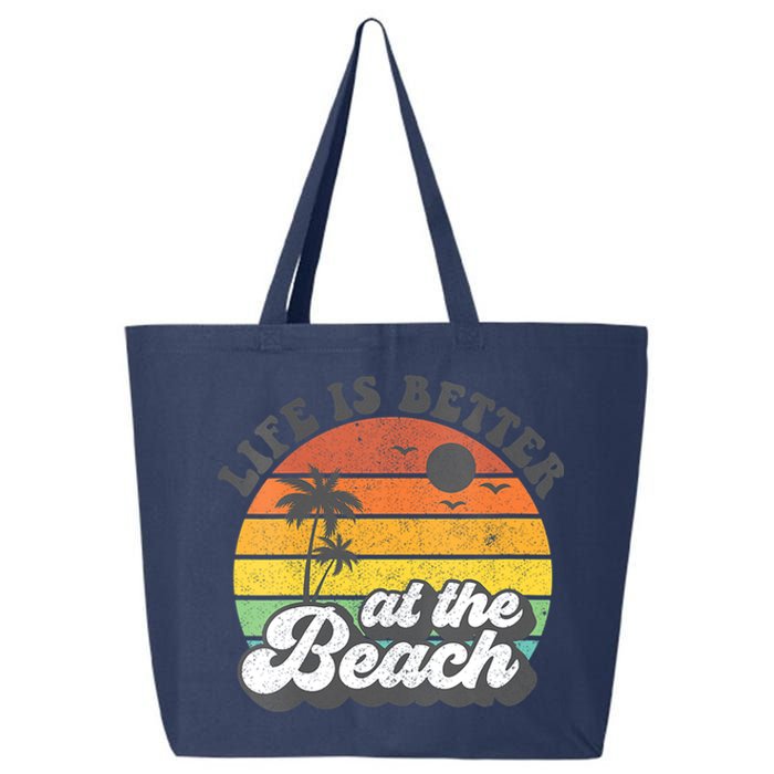 Life Is Better At The Beach Retro Summer Vacation Women Gift 25L Jumbo Tote