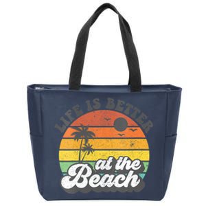 Life Is Better At The Beach Retro Summer Vacation Women Gift Zip Tote Bag