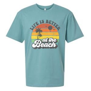 Life Is Better At The Beach Retro Summer Vacation Women Gift Sueded Cloud Jersey T-Shirt