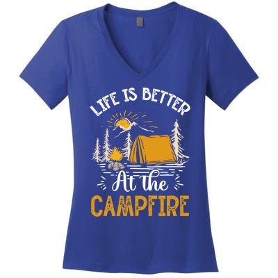 Life Is Better At The Campfire Meaningful Gift Women's V-Neck T-Shirt