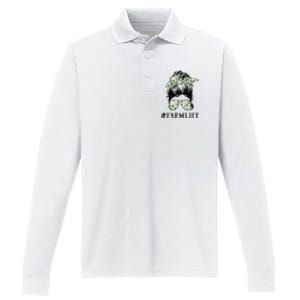 Life Is Better On The Farm Cute Animals Country Farmer Performance Long Sleeve Polo