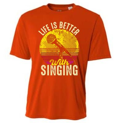 Life Is Better With Singing Microphone Karaoke Music Bar Cooling Performance Crew T-Shirt