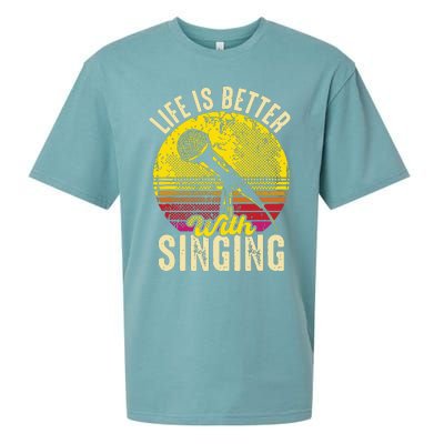 Life Is Better With Singing Microphone Karaoke Music Bar Sueded Cloud Jersey T-Shirt