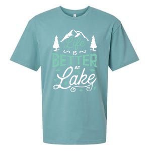 Life Is Better At Lake Funny Gift Fishing Boating Sailing Funny Gift Sueded Cloud Jersey T-Shirt