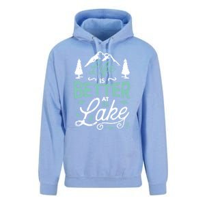 Life Is Better At Lake Funny Gift Fishing Boating Sailing Funny Gift Unisex Surf Hoodie