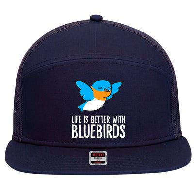 Life Is Better With Bluebirds Premium 7 Panel Mesh Trucker Snapback Hat