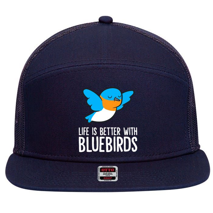 Life Is Better With Bluebirds Premium 7 Panel Mesh Trucker Snapback Hat