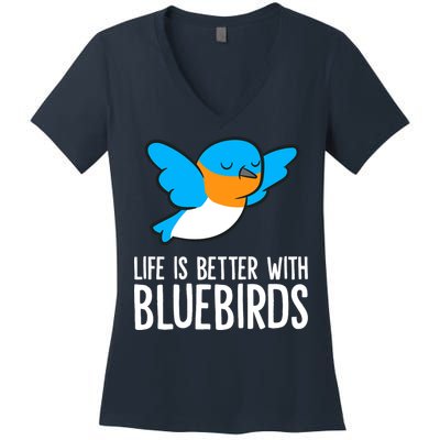 Life Is Better With Bluebirds Premium Women's V-Neck T-Shirt