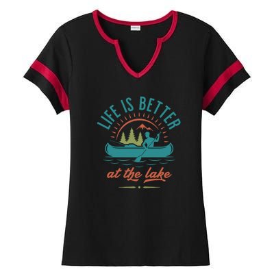 Life Is Better At The Lake Ladies Halftime Notch Neck Tee