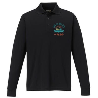 Life Is Better At The Lake Performance Long Sleeve Polo