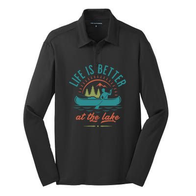 Life Is Better At The Lake Silk Touch Performance Long Sleeve Polo