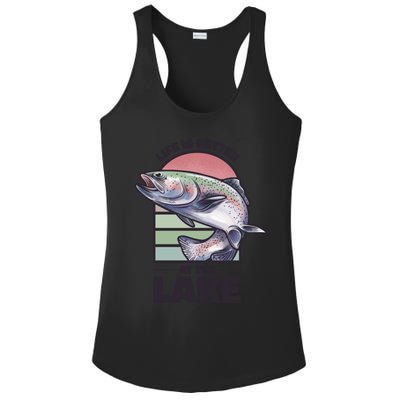 Life Is Better At The Lake Fishing Fish Fun Family Meme Gift Ladies PosiCharge Competitor Racerback Tank