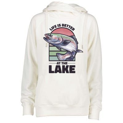 Life Is Better At The Lake Fishing Fish Fun Family Meme Gift Womens Funnel Neck Pullover Hood