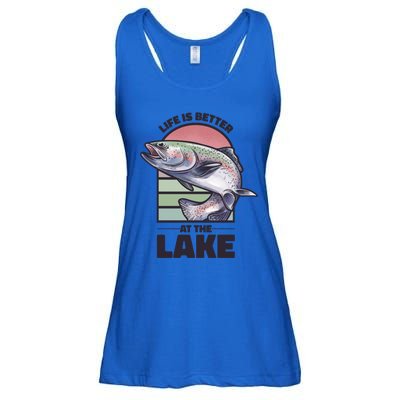 Life Is Better At The Lake Fishing Fish Fun Family Meme Gift Ladies Essential Flowy Tank