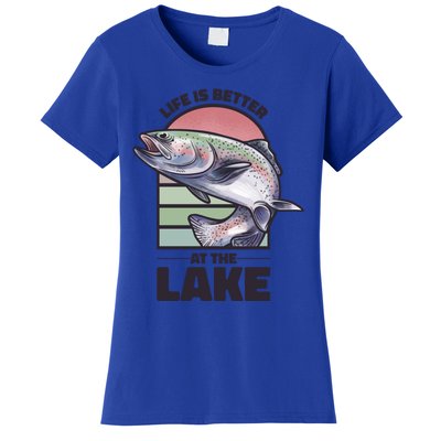 Life Is Better At The Lake Fishing Fish Fun Family Meme Gift Women's T-Shirt