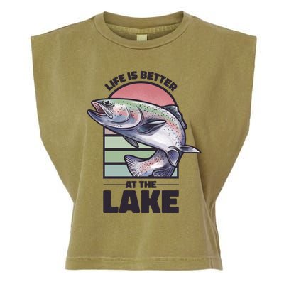 Life Is Better At The Lake Fishing Fish Fun Family Meme Gift Garment-Dyed Women's Muscle Tee