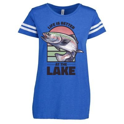 Life Is Better At The Lake Fishing Fish Fun Family Meme Gift Enza Ladies Jersey Football T-Shirt