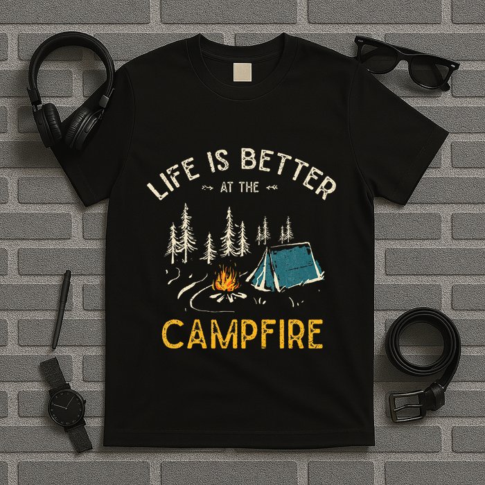 Life Is Better At The Campfire Funny Camper Camp Camping T-Shirt