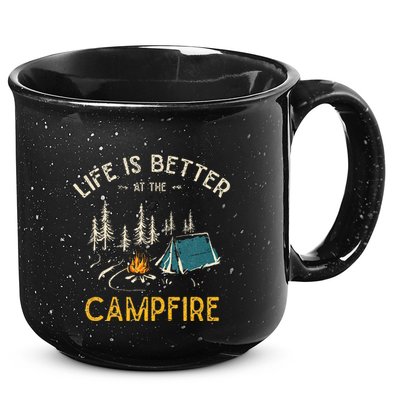 Life Is Better At The Campfire Funny Camper Camp Camping 15oz Campfire Ceramic Mug