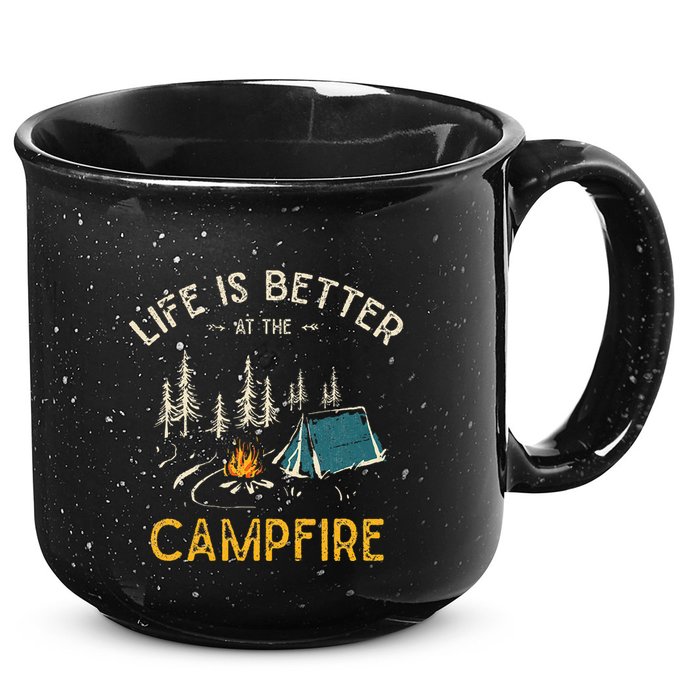 Life Is Better At The Campfire Funny Camper Camp Camping 15oz Campfire Ceramic Mug