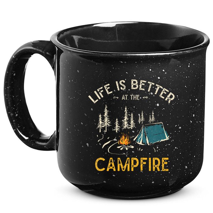 Life Is Better At The Campfire Funny Camper Camp Camping 15oz Campfire Ceramic Mug